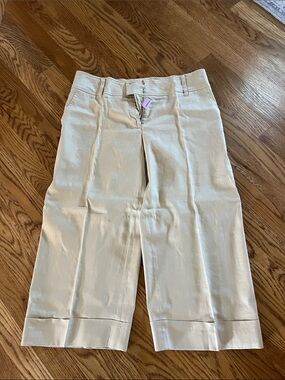 White House Black Market Cream Cropped Wide-Leg Pants